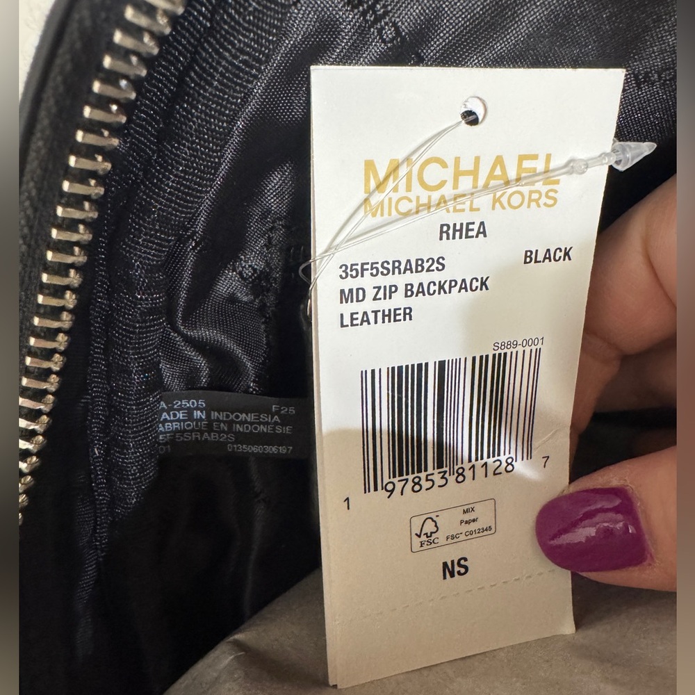 Michael Kors Rhea Medium Suede Leather and Faux Shearling Backpack in Black - Picture 10 of 12